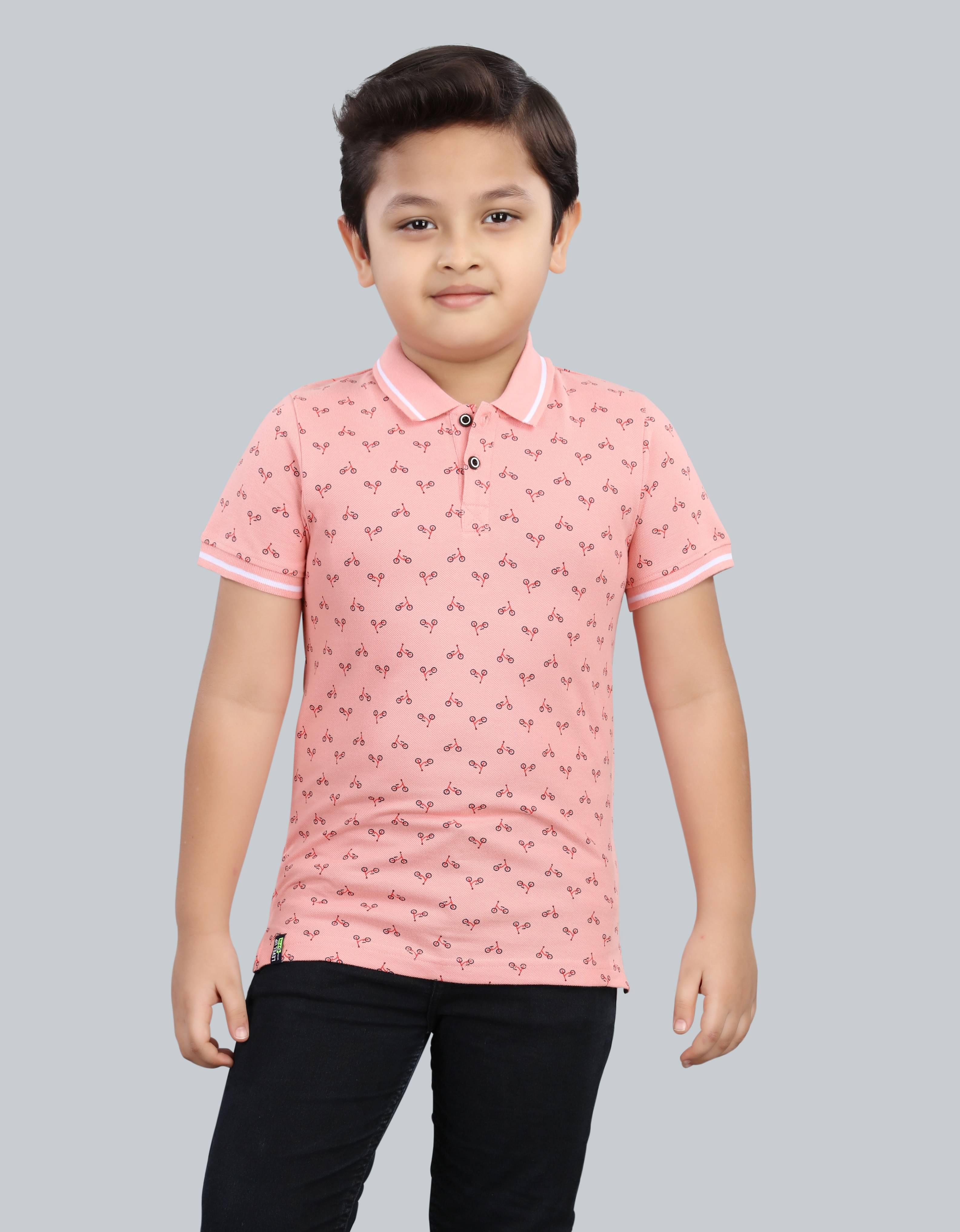     			3PIN Pack of 1 Boys Cotton Polo T-Shirt ( Pink )