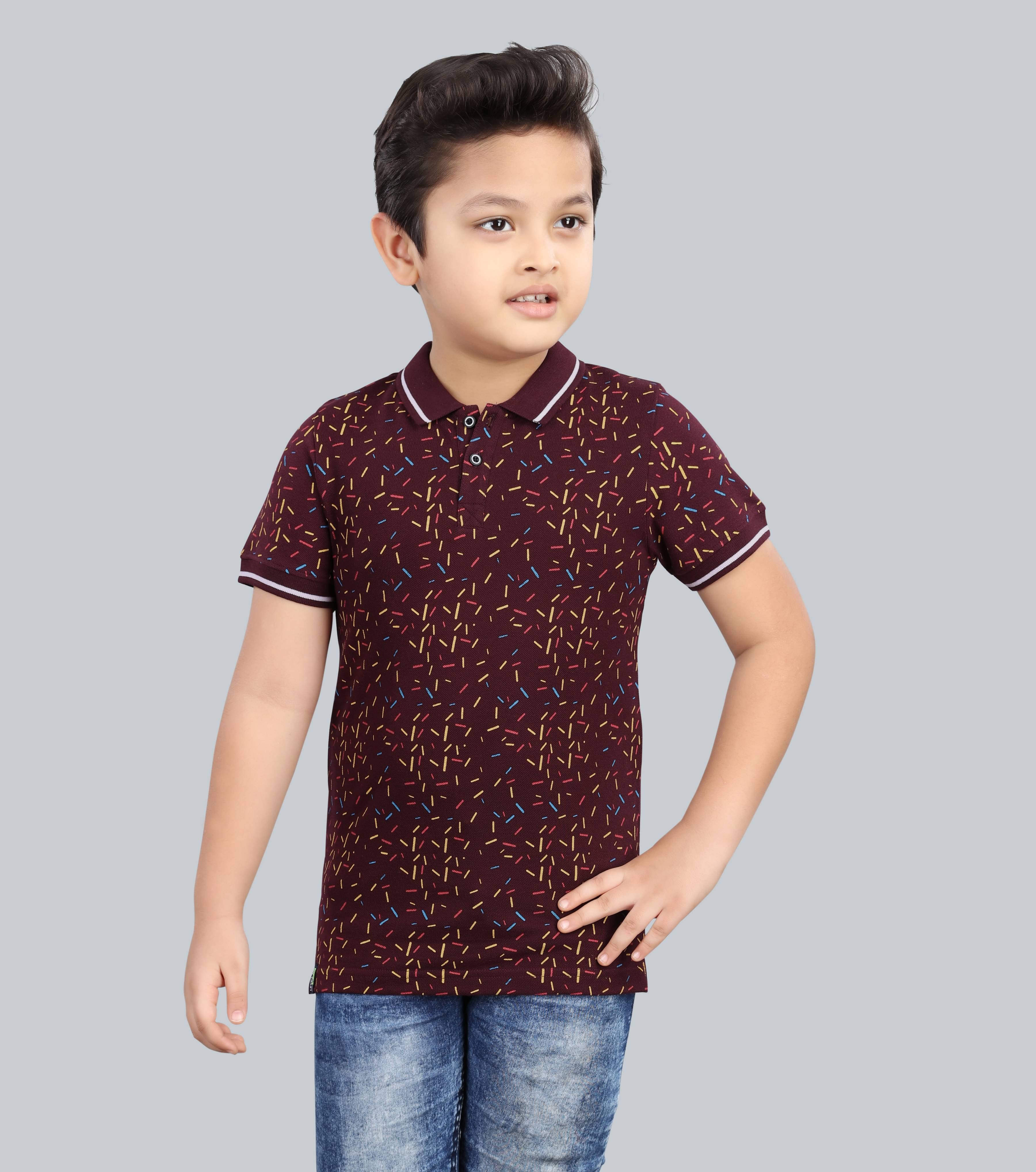     			3PIN Pack of 2 Boys Cotton T-Shirt ( Wine )