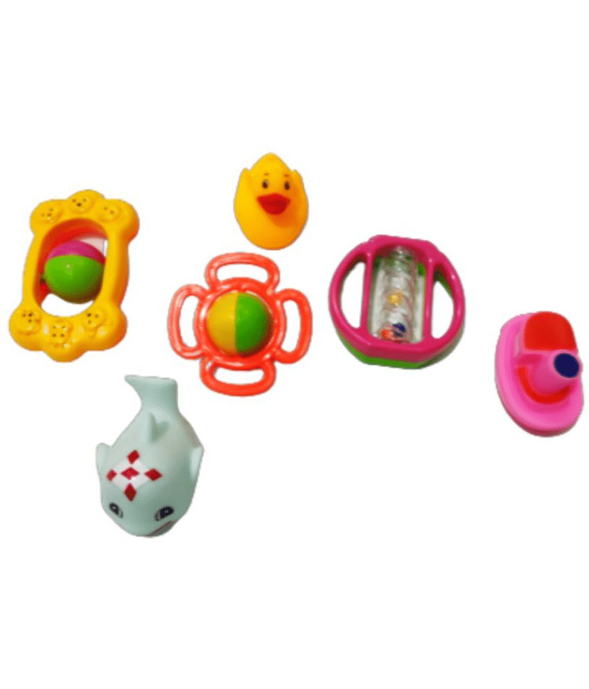 AURAPURO 6 Pcs Combo Pack of Rattles and Chu Chu Animal Shape Bath Toys Non Toxic BPA Free Set for Babies, Infants Multicolour Premium Quality AURAPURO 6 Pcs Combo Pack of Rattles and Chu Chu Animal Shape Bath Toys Non Toxic BPA Free Set for Babies, Infants Multicolour Premium Quality