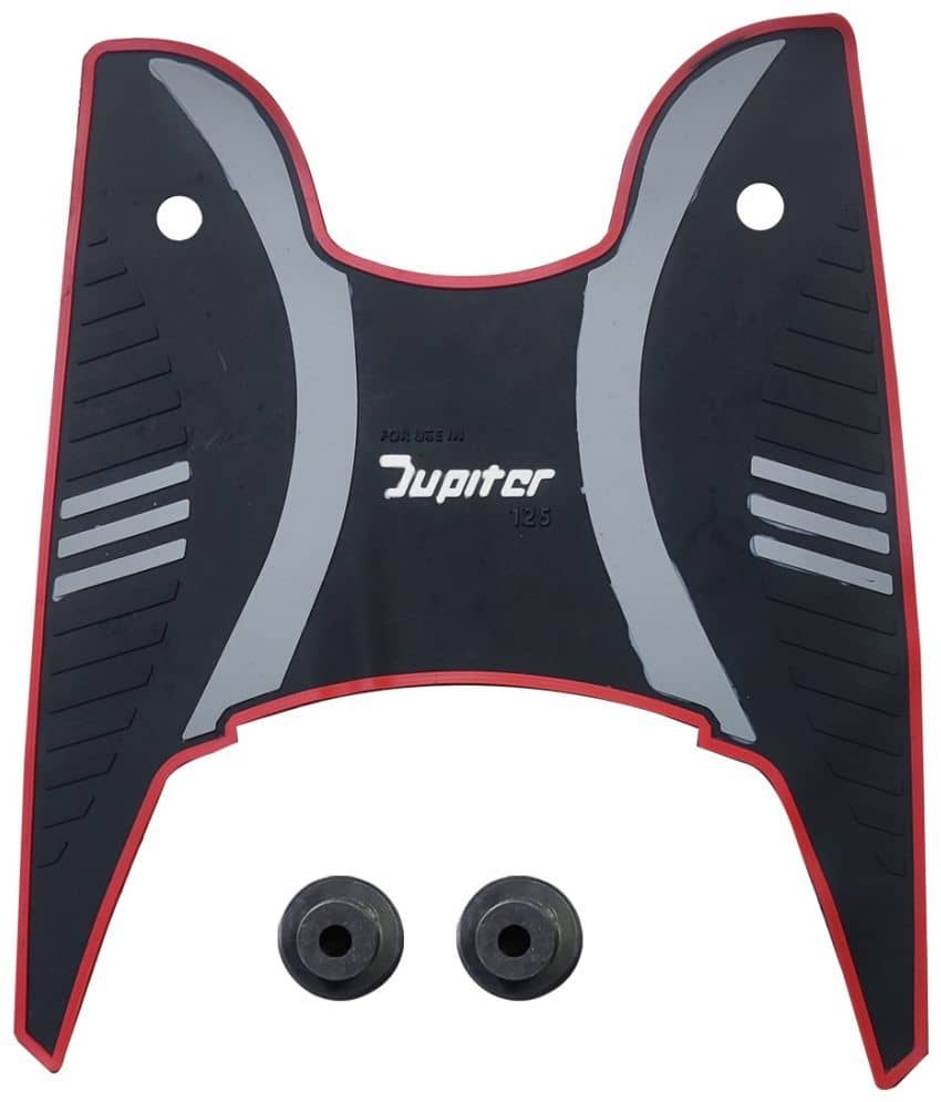 AUTOXYGEN Anti skid Scooter/Scooty Foot Mat Rubber Floor Mat Accessories for TVS Jupiter 125 (Black, Grey & Red)