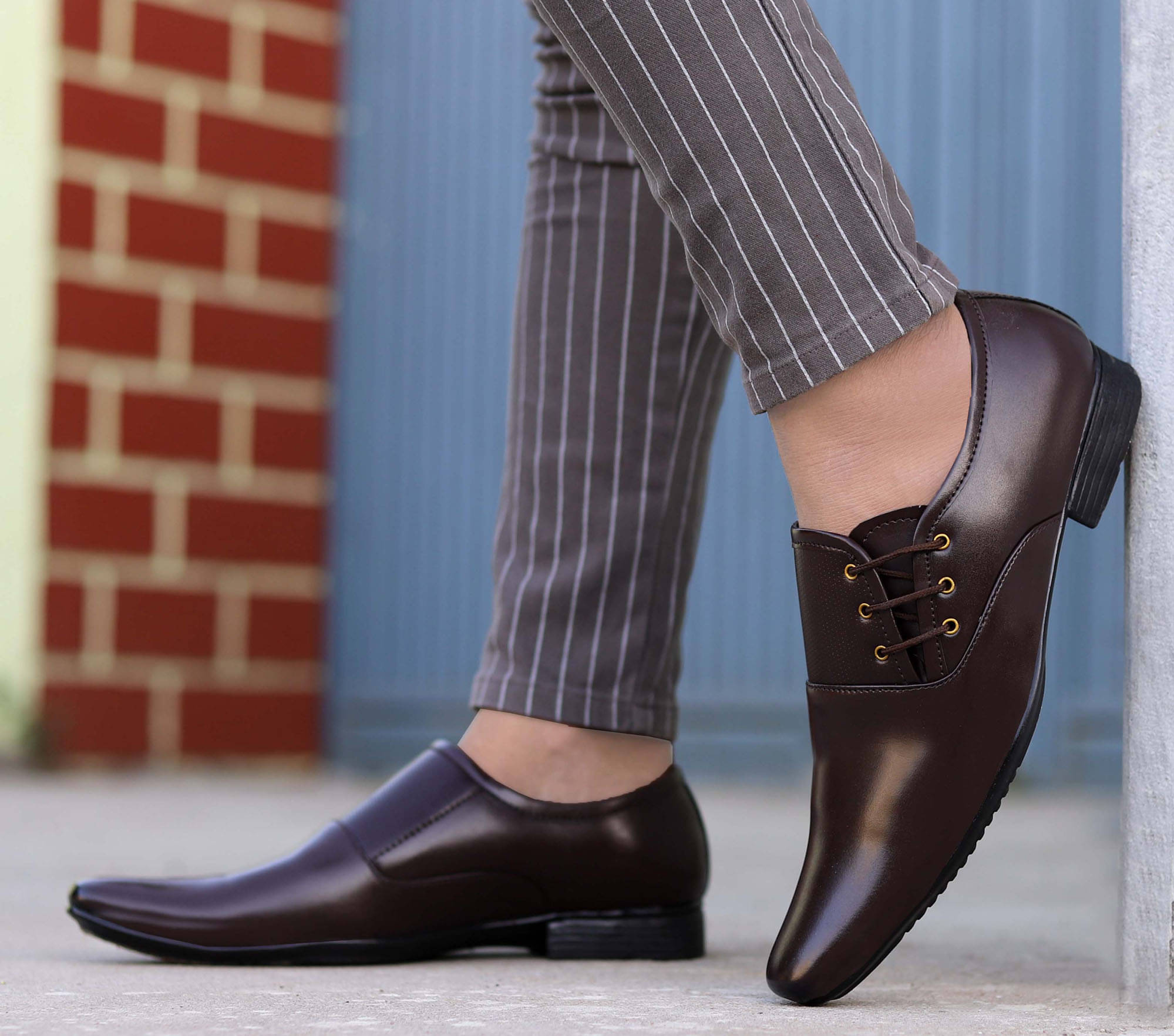     			Aadi Brown Men's Derby Formal Shoes