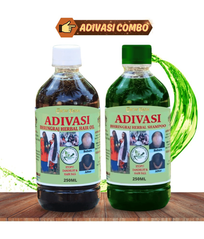 Adivasi Bhringraj Herbal Hair Regrowth Oil And Adivasi Bhringraj Herbal Shampoo