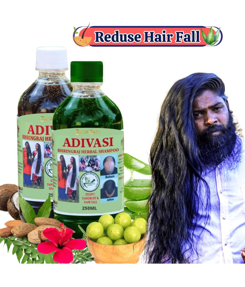Adivasi Bhringraj Natural Hair Growth Herbal Hair Oil and Shampoo Combo(250 ml)Pack Of 2