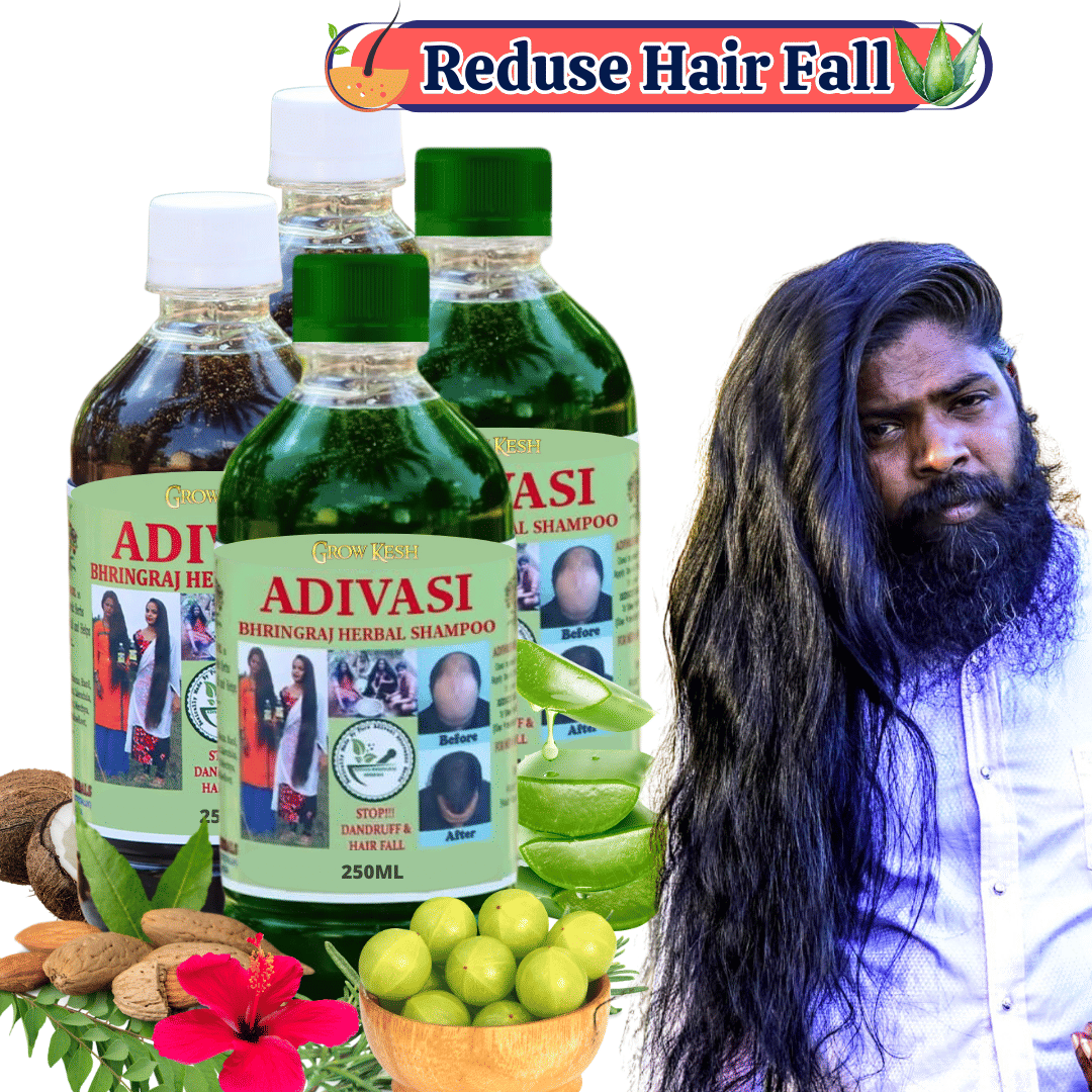 Adivasi Bhringraj Natural Hair Growth Herbal Hair Oil and Shampoo Combo(250 ml)Pack Of 4