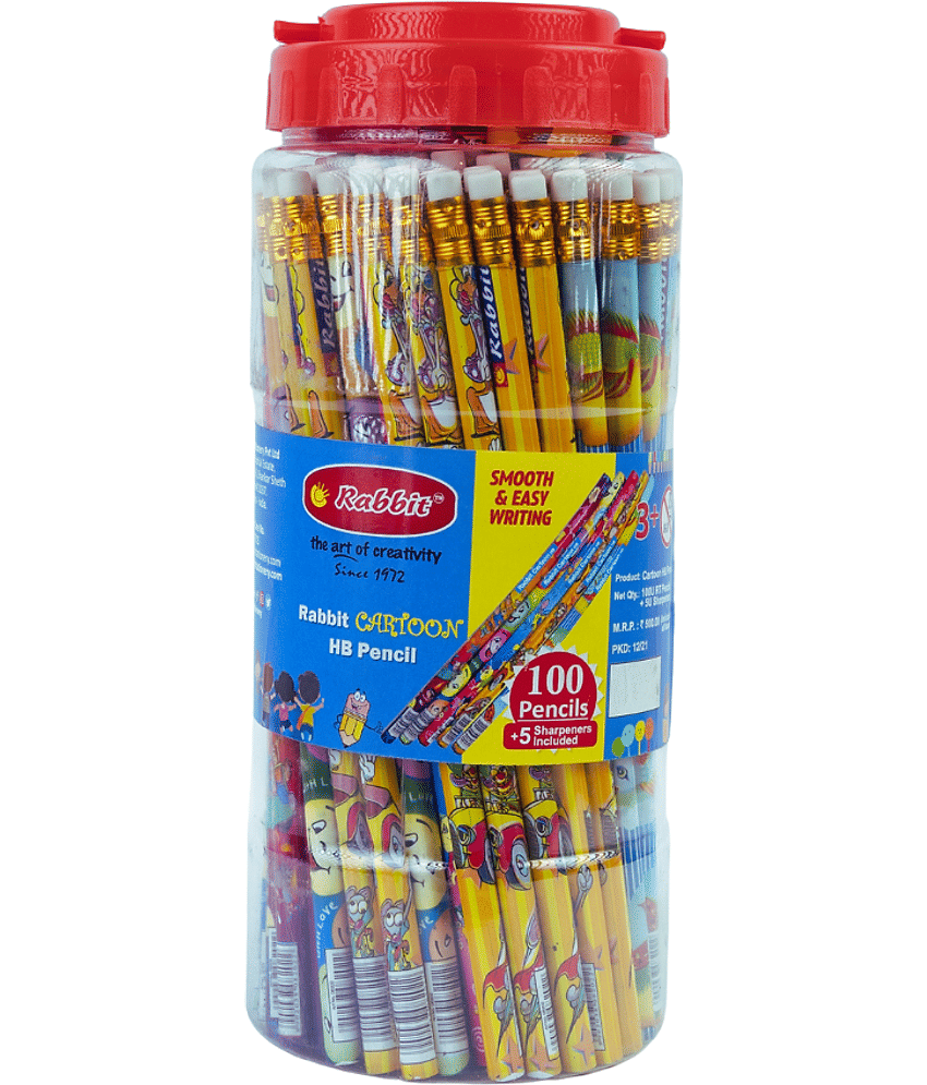 Artiggle Cartoon picture Hb pencil Super Fun Pencils for Kids, Extra Dark Pencils (Pack of 100) Complementary 5 Sharpner - Stationery | Buy online on ZillyBuy