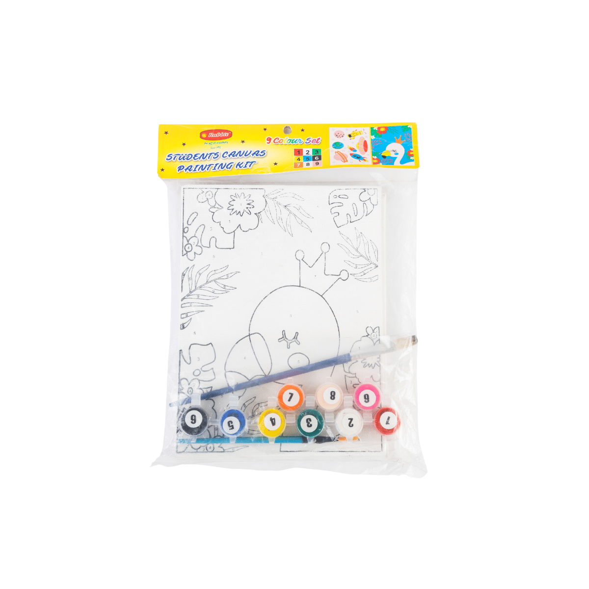     			Artiggle Student Canvas Painting kit, Canvas Board 6 * 8' Pack of 2 + 1 Paint Brush + 9 Paint (27ml) 3ml Each + Wooden Easel,Paint by Numbers