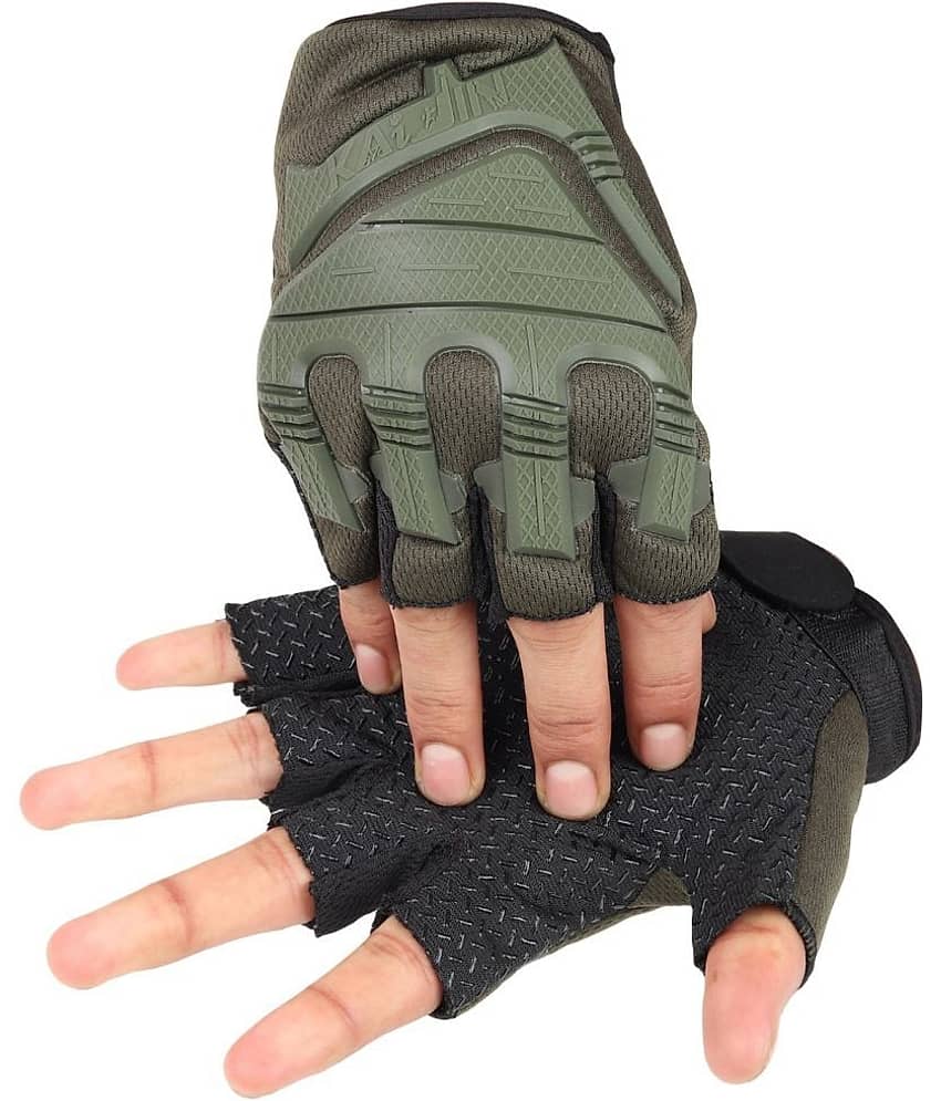 Auto Hub Half Fingers Nylon Riding Gloves ( Pair of 1 )