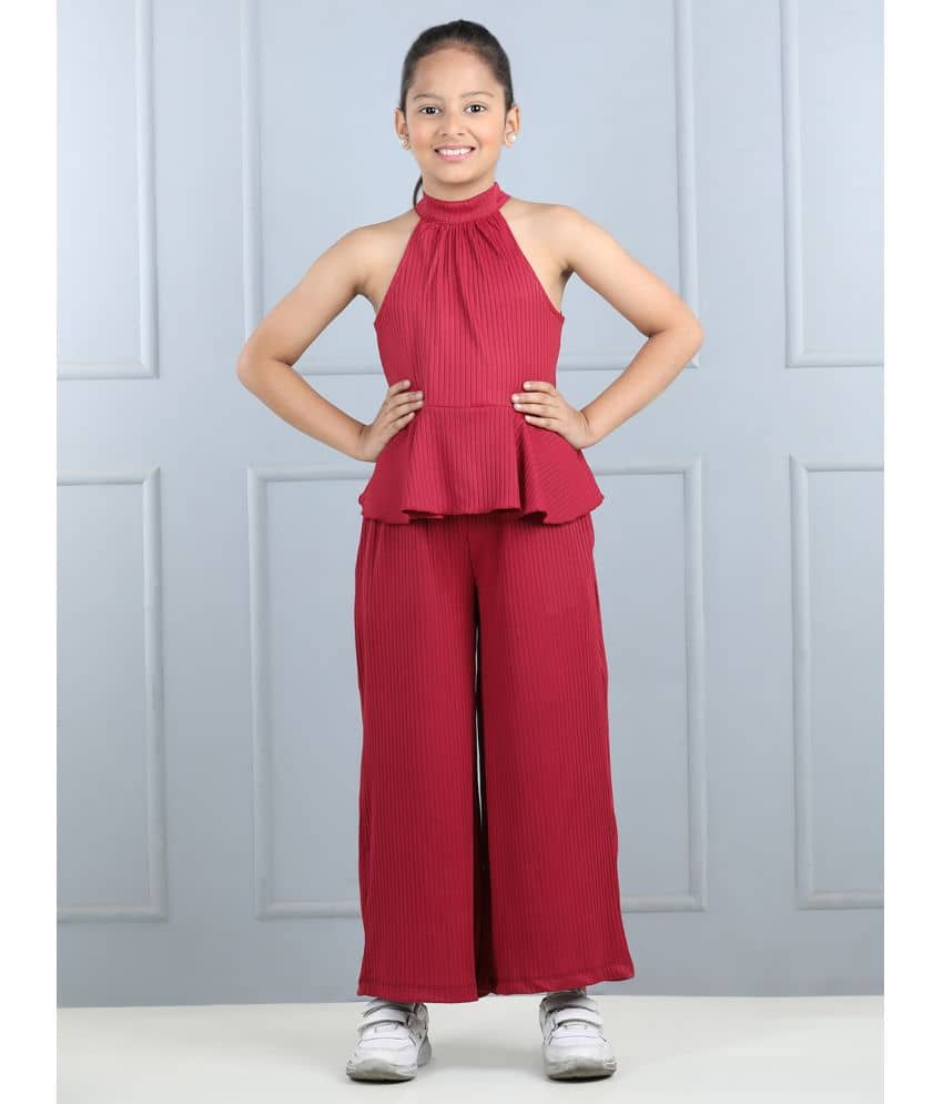 Aww Hunnie Pack of 1 Girls Lycra Top ( Maroon )