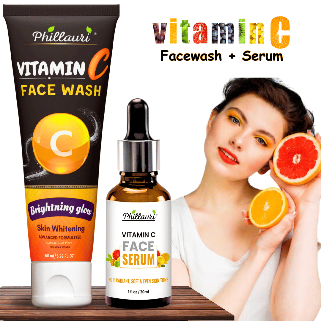 Brightening Skin And Dark Spot Removal Vitamin C Face Wash and Face Serum For All Typ of Skin Care Combo (30ml + 60ml)