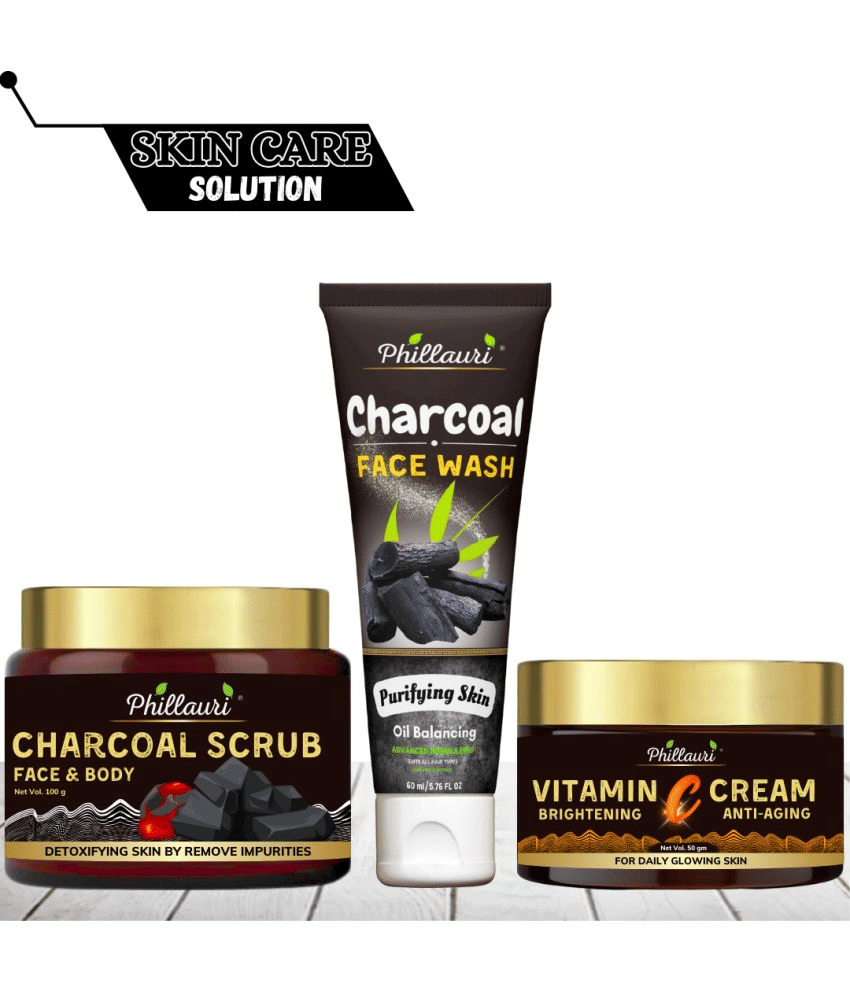 Charcoal Kit -For Glow And Brightening Combo pack of Charcoal Scrub | Face Wash And Vitamin-c Face Cream Charcoal Kit -For Glow And Brightening Combo pack of Charcoal Scrub | Face Wash And Vitamin-c Face Cream