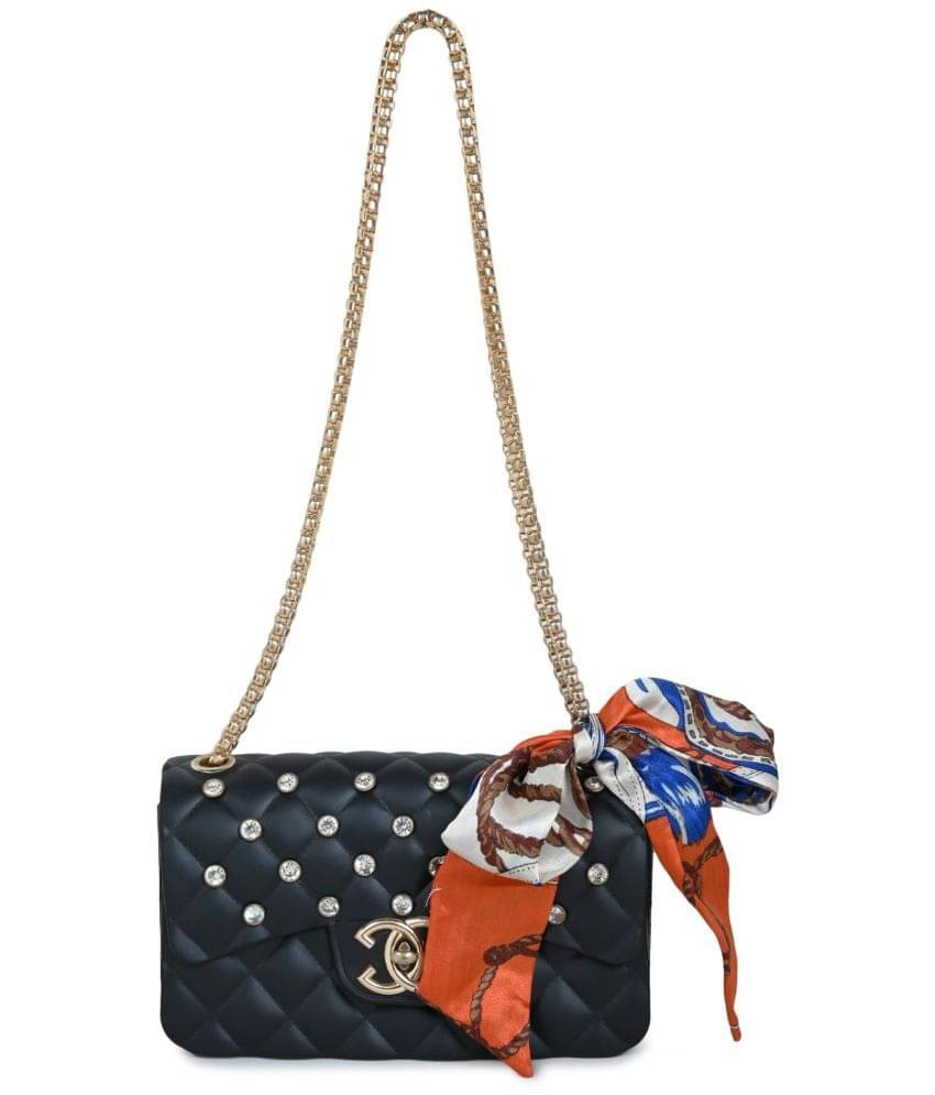    			Cherry Tree Black Canvas Sling Bag