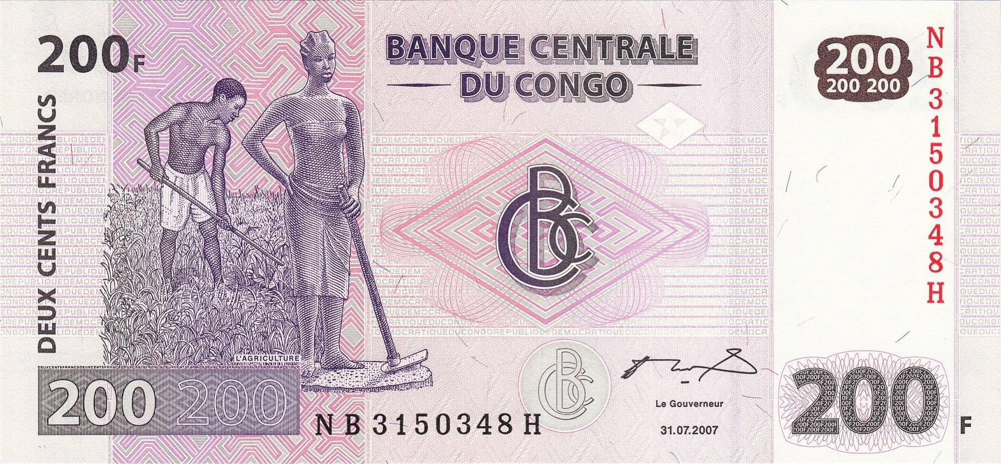     			Congo 200 Francs Top Grade Beautiful Gem UNC Banknote