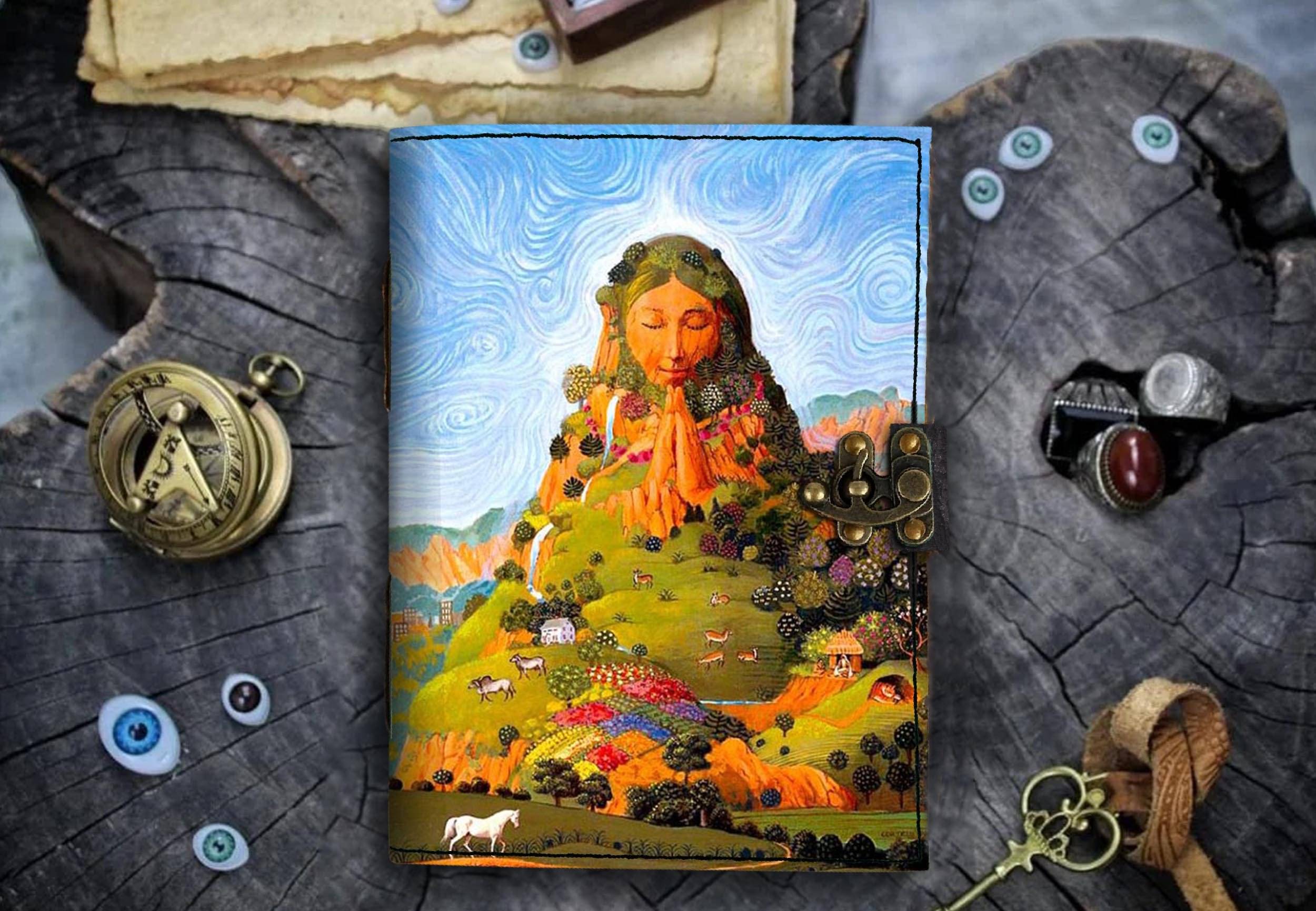     			DI-KRAFT Designer Printed Handcrafted Leather journal with 200pages 5*7 inches A5 size
