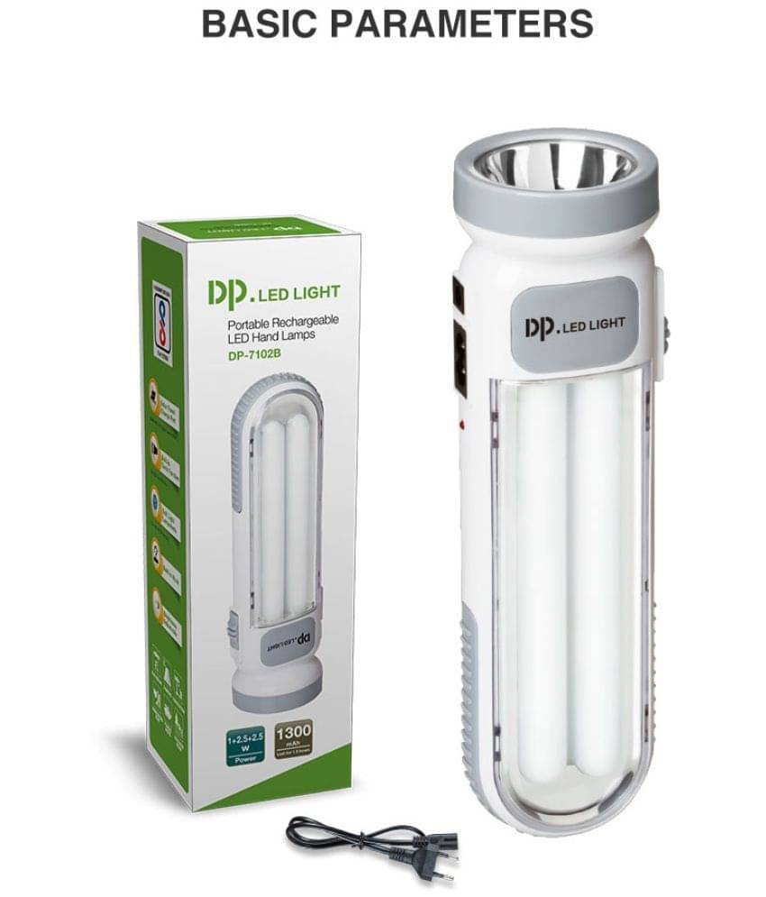    			DP - 6W Rechargeable Flashlight Torch ( Pack of 1 )
