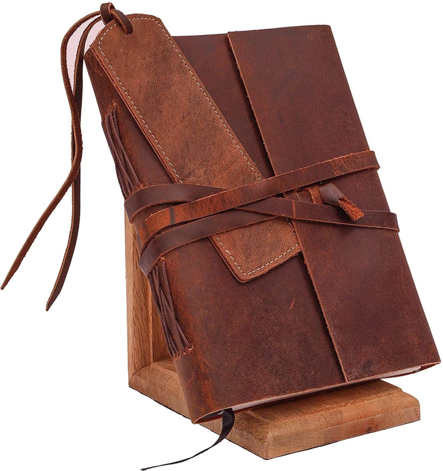 Finished Leather Journal With 100% Handmade Paer A5 Diary Unruled 200 Pages (Brown)