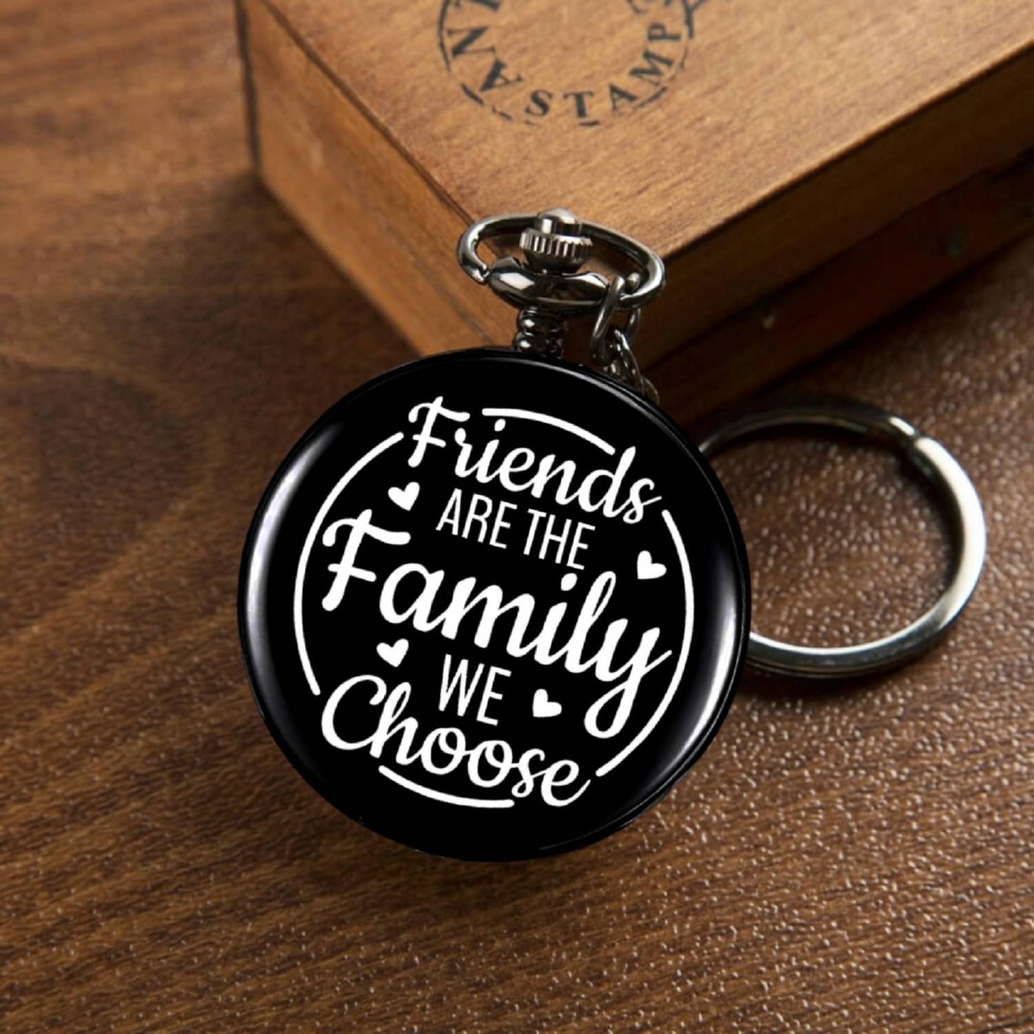 GT Gala Time Friends Are Family Theme Pocket Watch Key Chain Vintage Antique Metallic Gift Key Chain GT Gala Time Friends Are Family Theme Pocket Watch Key Chain Vintage Antique Metallic Gift Key Chain