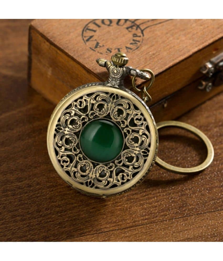 Antique Green Crystal Pocket Watch Car Bike Key Chain Key Ring Men & Women Gift Key Chain