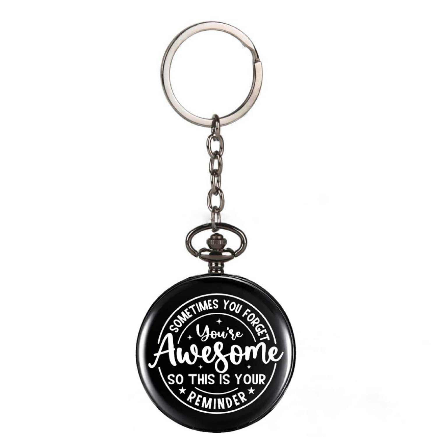     			GT Gala Time You are Awesome Black Pocket Watch Key Chain with Key Ring Men Women Gift Bike Key Chain