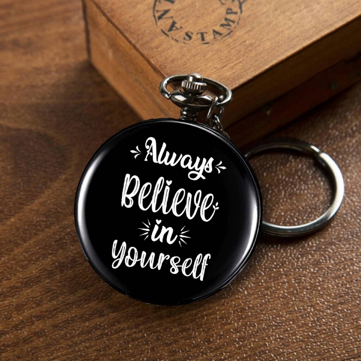 GT Gala Time Always Believe In Yourself Theme Pocket Watch Key Chain Vintage Antique Metallic Gift Key Chain GT Gala Time Always Believe In Yourself Theme Pocket Watch Key Chain Vintage Antique Metallic Gift Key Chain