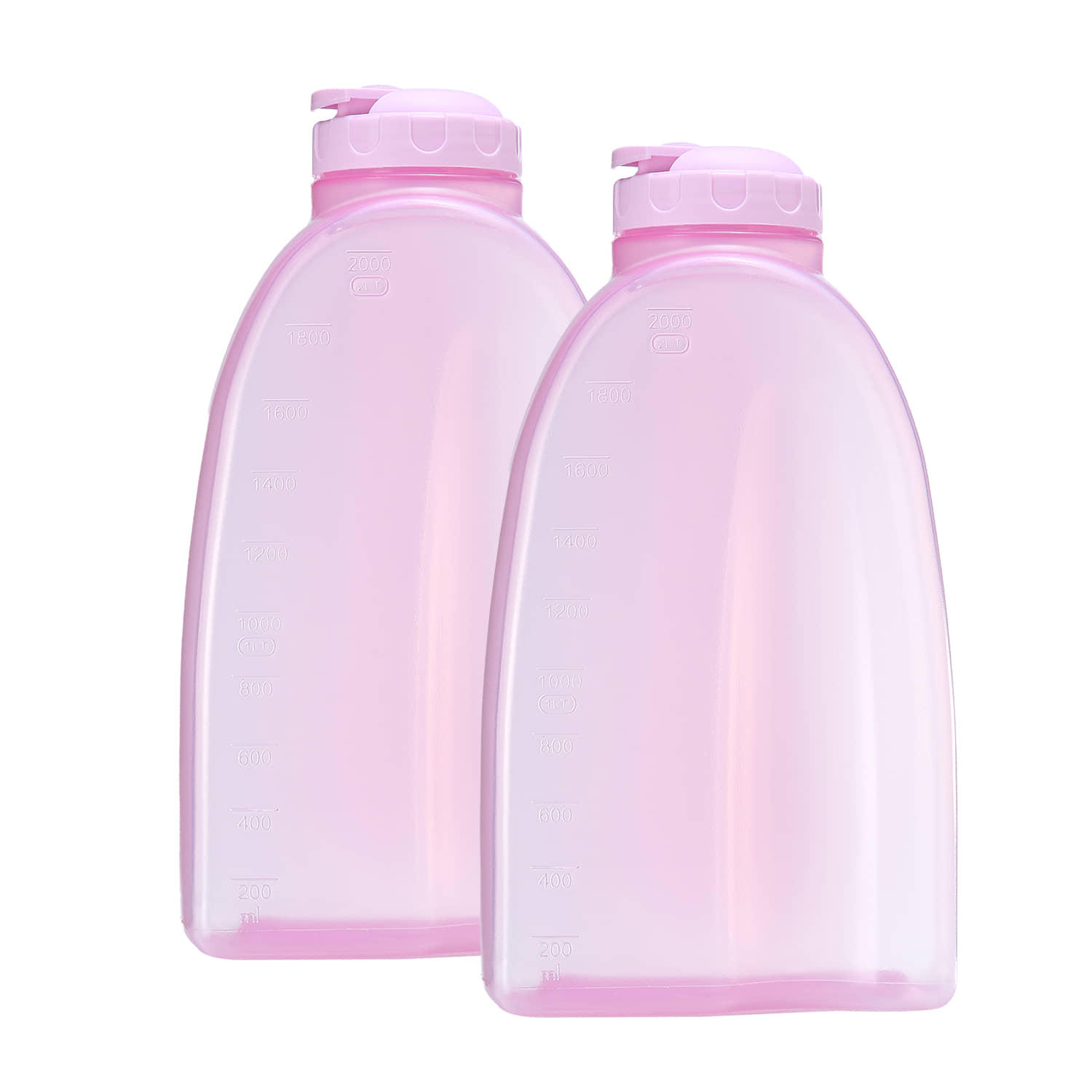 Gluman Hippo Spout Sky Blue Plastic Fridge Water Bottle 2000 mL ( Set of 2 )