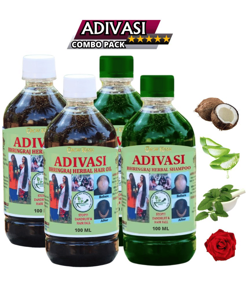 Growkesh Adivasi All Type of Hair Problem Herbal hair Growth oil & shampoo Combo Growkesh Adivasi All Type of Hair Problem Herbal hair Growth oil & shampoo Combo