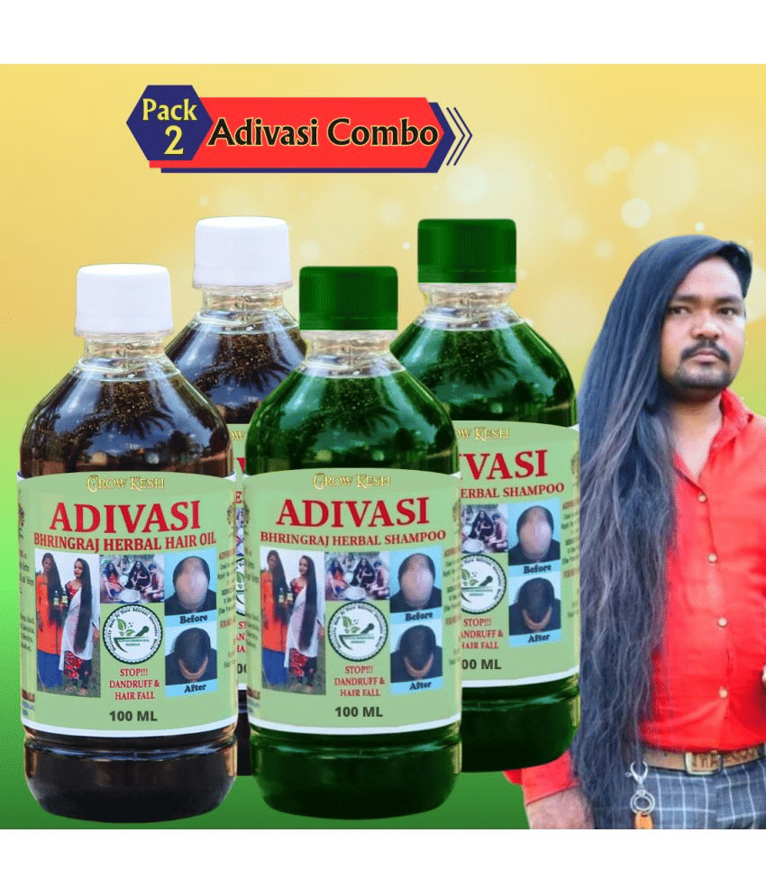     			Growkesh Adivasi Bhringraj Hair Oil and Hair Shampoo Combo Pack for Healthy Scalp Care