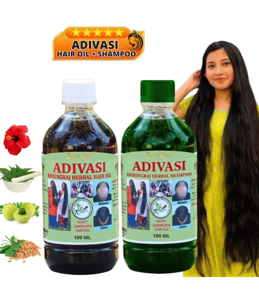 Growkesh Adivasi Bhringraj Hair Oil and Shampoo are natural hair care products