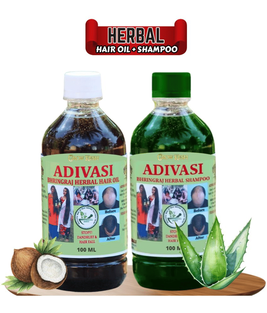 Growkesh Adivasi Herbal  Hair Oil And Shampoo  for Women and Men for Shiny Hair and Long hair.