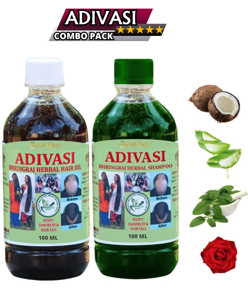 Growkesh Adivasi Herbal  Hair Oil And Shampoo  for Women and Men for Shiny Hair and Long  & Healthy hair.