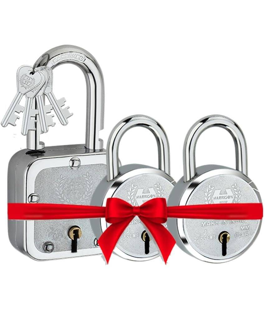 Harrison Padlocks Buy 1 Get 2 Free/ 1 Square Padlock 55mm T-27-0031 with 2 Round Padlock 50mm J-SUPREME-0656/ Mild Steel Material/Bright Chrome Plated Finish/Door Lock, Shutter Lock, Godown Lock Harrison Padlocks Buy 1 Get 2 Free/ 1 Square Padlock 55mm T-27-0031 with 2 Round Padlock 50mm J-SUPREME-0656/ Mild Steel Material/Bright Chrome Plated Finish/Door Lock, Shutter Lock, Godown Lock