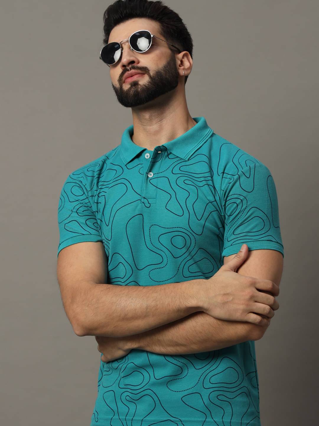 Hushbucks Pack of 1 Cotton Blend Regular Fit Printed Half Sleeves Men's Polo T Shirt ( Green ) Hushbucks Pack of 1 Cotton Blend Regular Fit Printed Half Sleeves Men's Polo T Shirt ( Green )