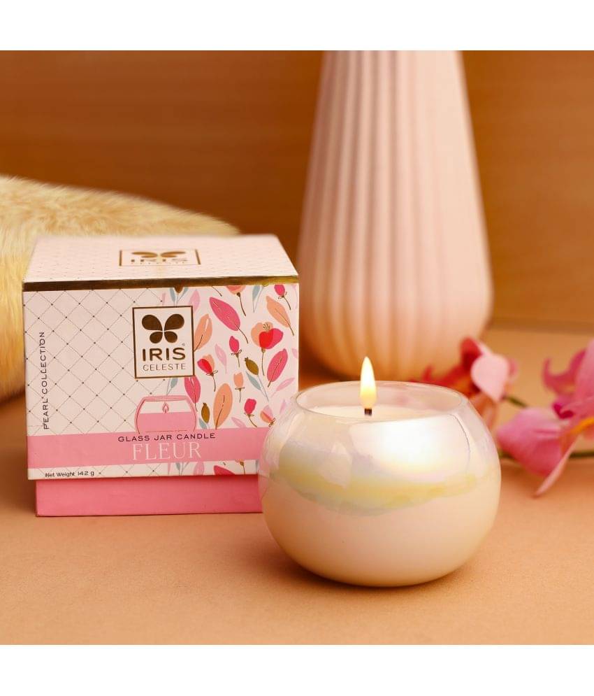     			Iris Celeste Off-White Fleur Jar Candle 9.2 cm ( Pack of 1 )
