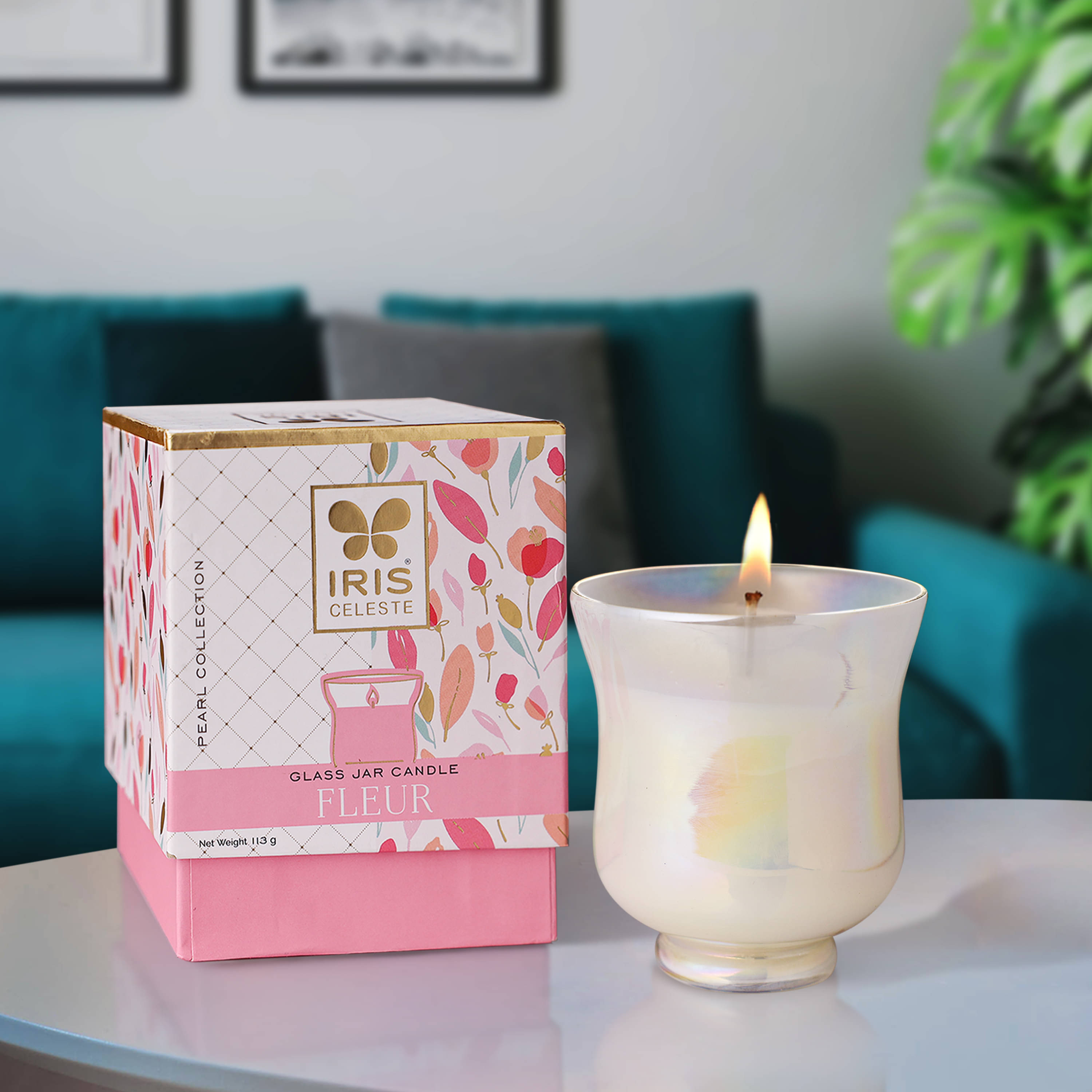 Iris Celeste Off-White Fleur Jar Candle 10.4 cm ( Pack of 1 ) Iris Celeste Off-White Fleur Jar Candle 10.4 cm ( Pack of 1 )