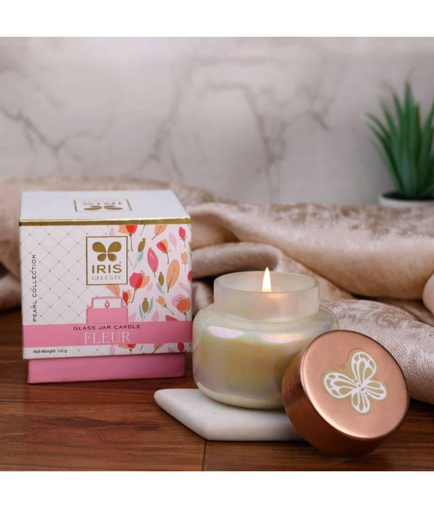 Iris Celeste Off-White Fleur Jar Candle 9.3 cm ( Pack of 1 ) Iris Celeste Off-White Fleur Jar Candle 9.3 cm ( Pack of 1 )