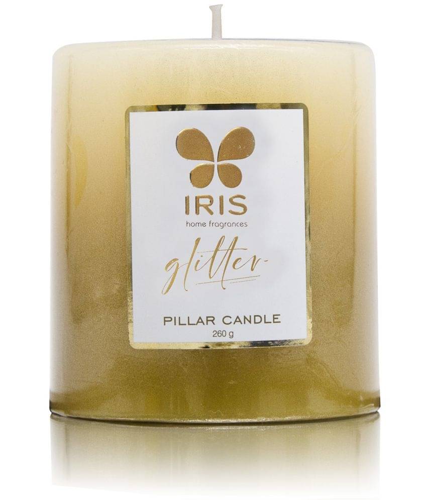     			Iris Home Fragrances Off-White Lacquered Glitter Pillar Candle 7.6 cm ( Pack of 1 )