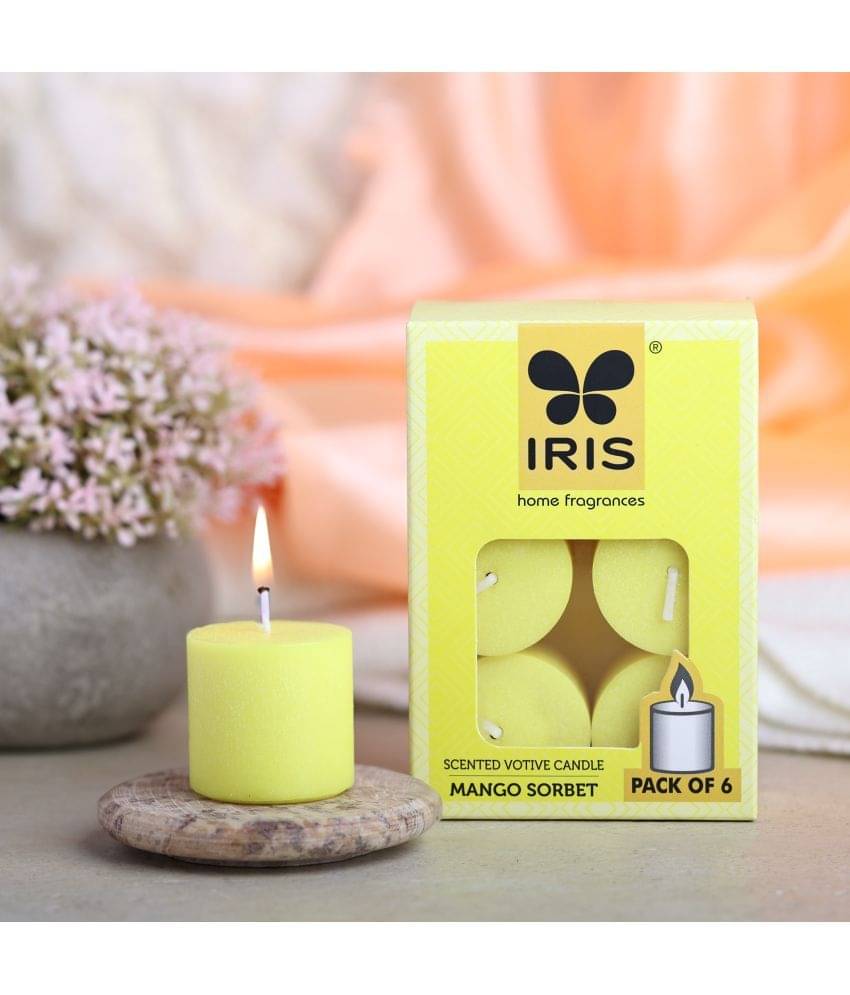 Iris Home Fragrances Yellow Mango Sorbet Pillar Candle 11.3 cm ( Pack of 6 ) Iris Home Fragrances Yellow Mango Sorbet Pillar Candle 11.3 cm ( Pack of 6 )