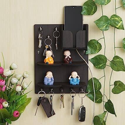 JaipurCrafts Black Wood Key Holder - Pack of 1