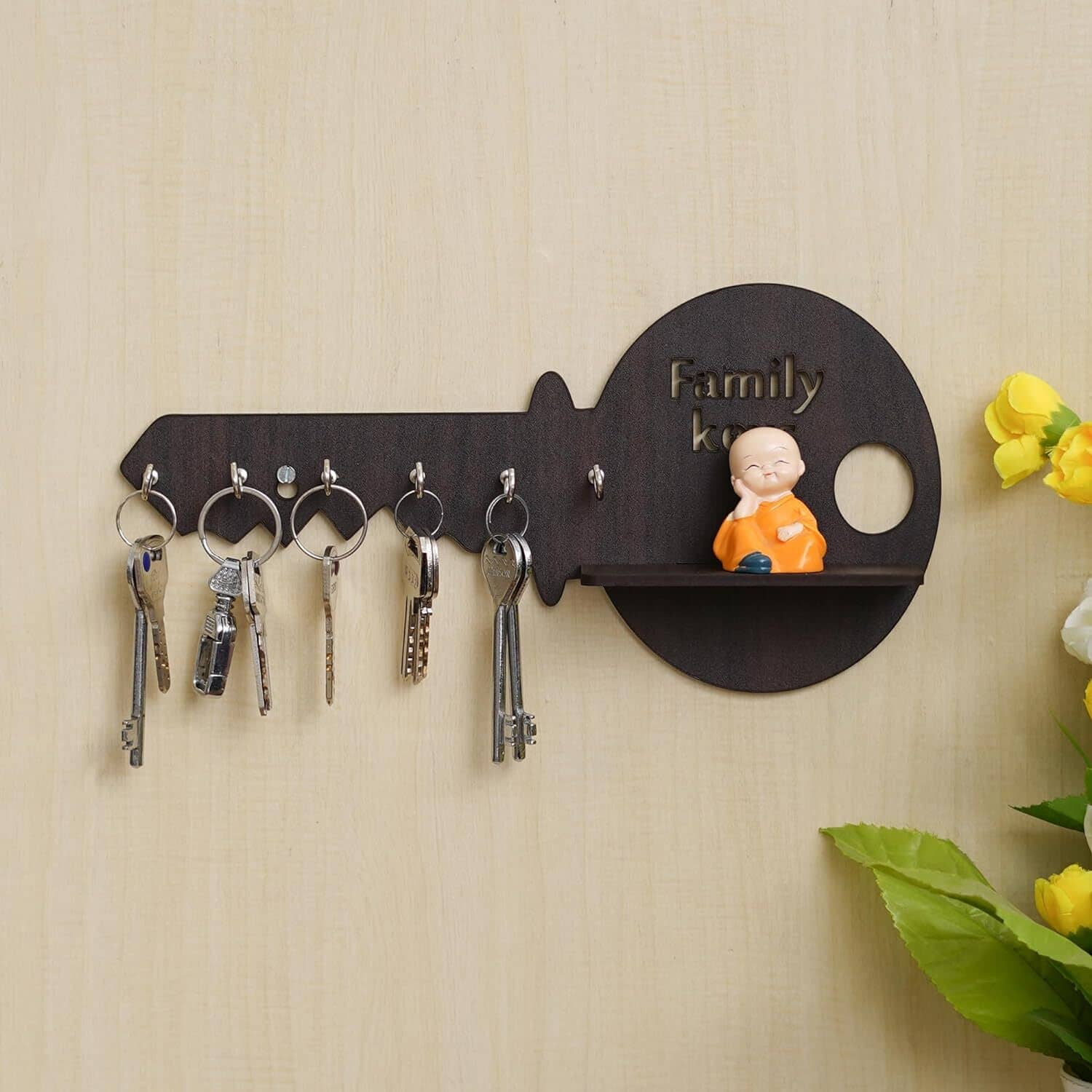 JaipurCrafts Black Wood Key Holder - Pack of 1