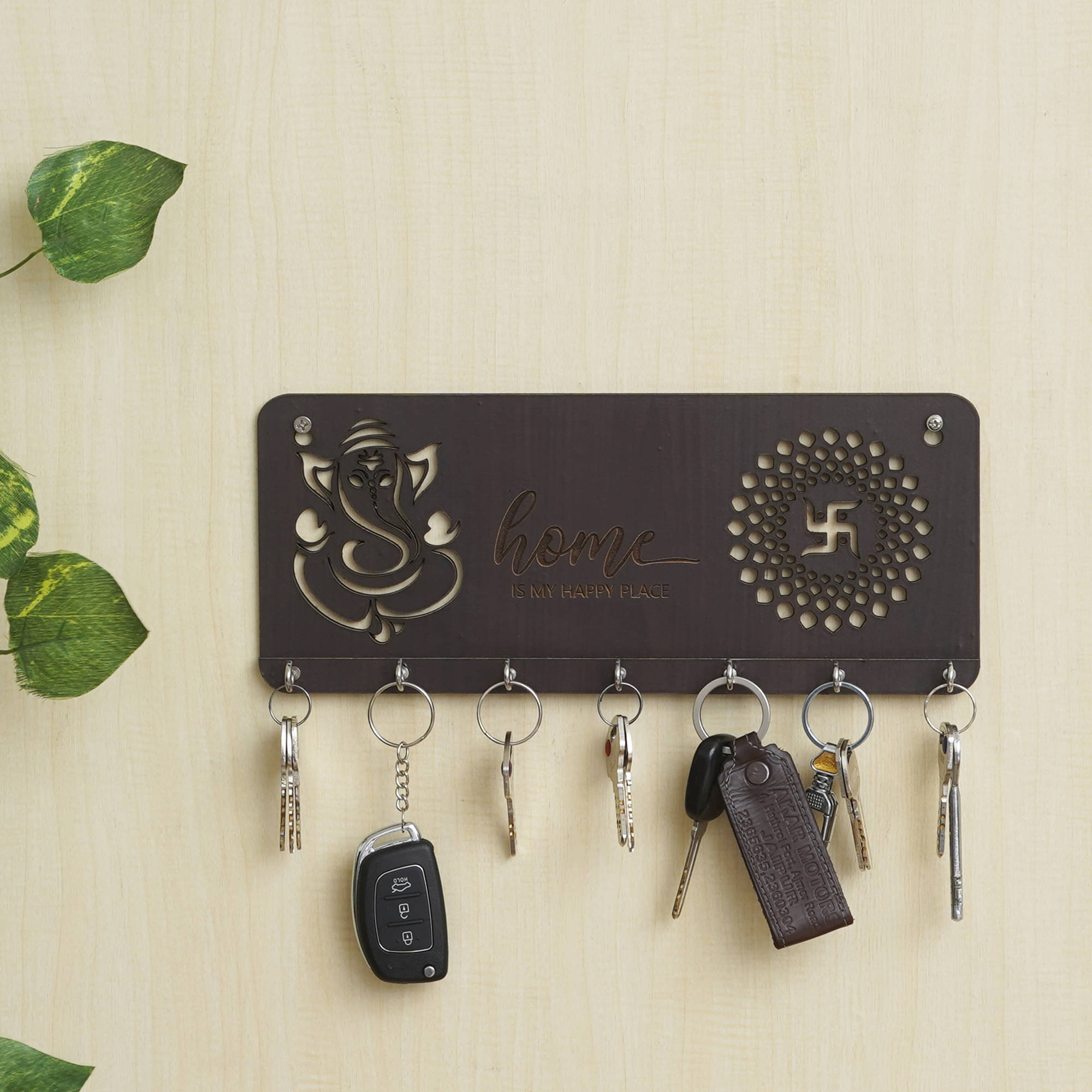 JaipurCrafts Brown Wood Key Holder - Pack of 1     			JaipurCrafts Brown Wood Key Holder - Pack of 1