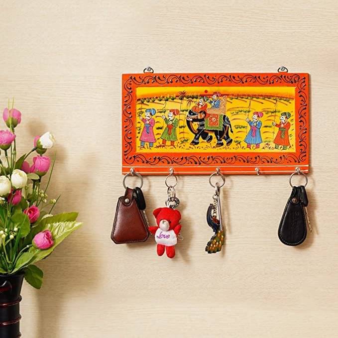 JaipurCrafts Multicolour Wood Key Holder - Pack of 1 JaipurCrafts Multicolour Wood Key Holder - Pack of 1