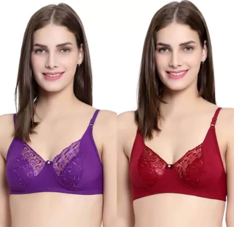 Kiran Enterprises Pack of 2 Lace Women's Everyday Bra ( Multicolor )