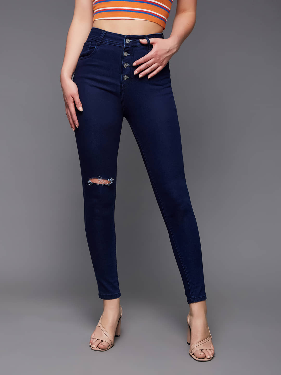 Miss Chase - Navy Blue Denim Skinny Fit Women's Jeans ( Pack of 1 ) - Jeans | Buy online on ZillyBuy