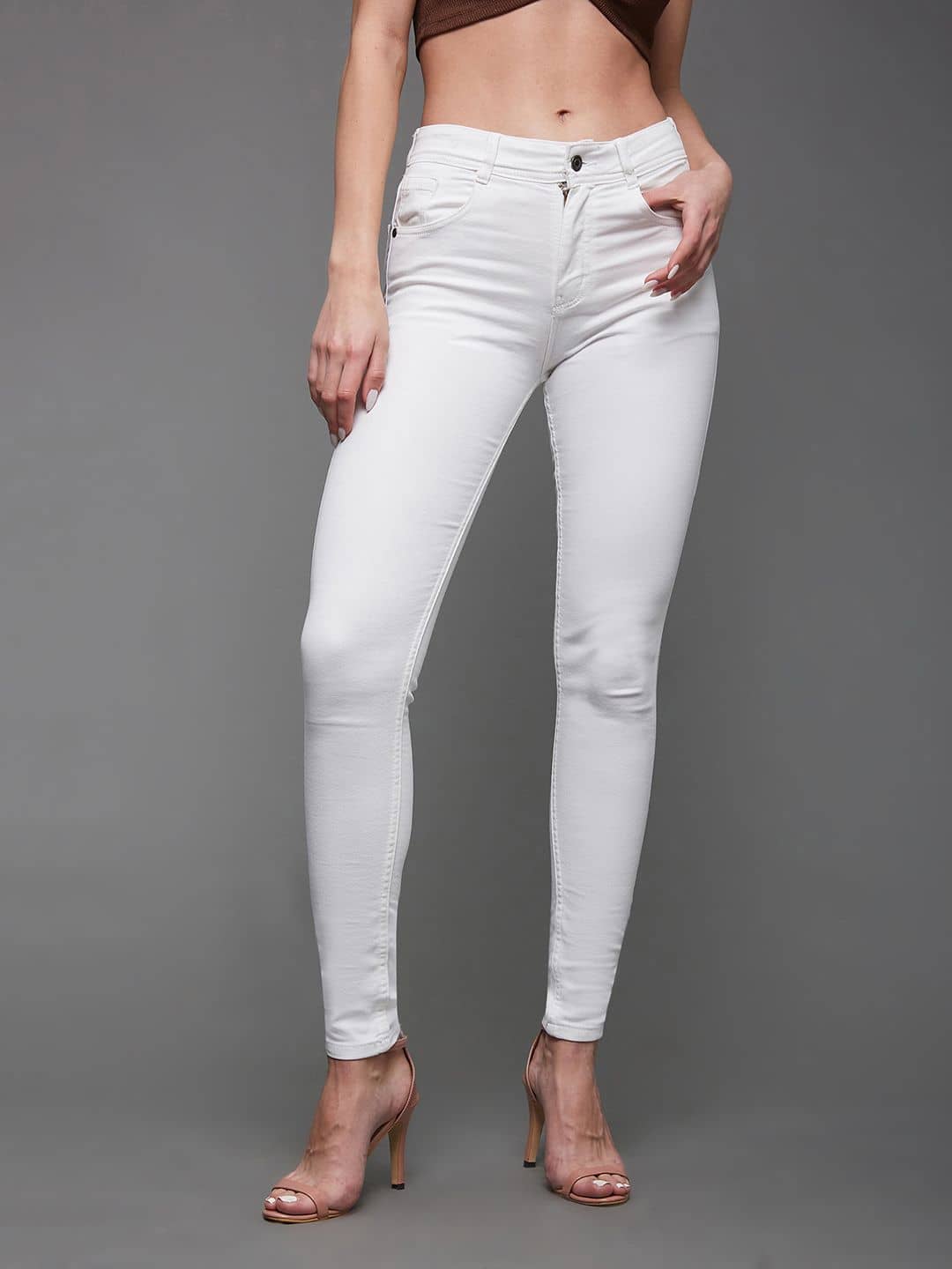 Miss Chase - White Denim Skinny Fit Women's Jeans ( Pack of 1 ) - Jeans | Buy online on ZillyBuy
