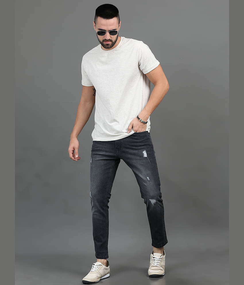 Paul Street Slim Fit Distressed Men's Jeans - Light Grey ( Pack of 1 )