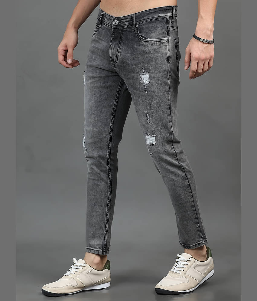 Paul Street Slim Fit Distressed Men's Jeans - Light Grey ( Pack of 1 )