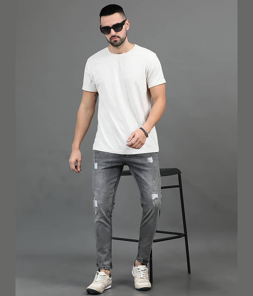 Paul Street Slim Fit Distressed Men's Jeans - Light Grey ( Pack of 1 )