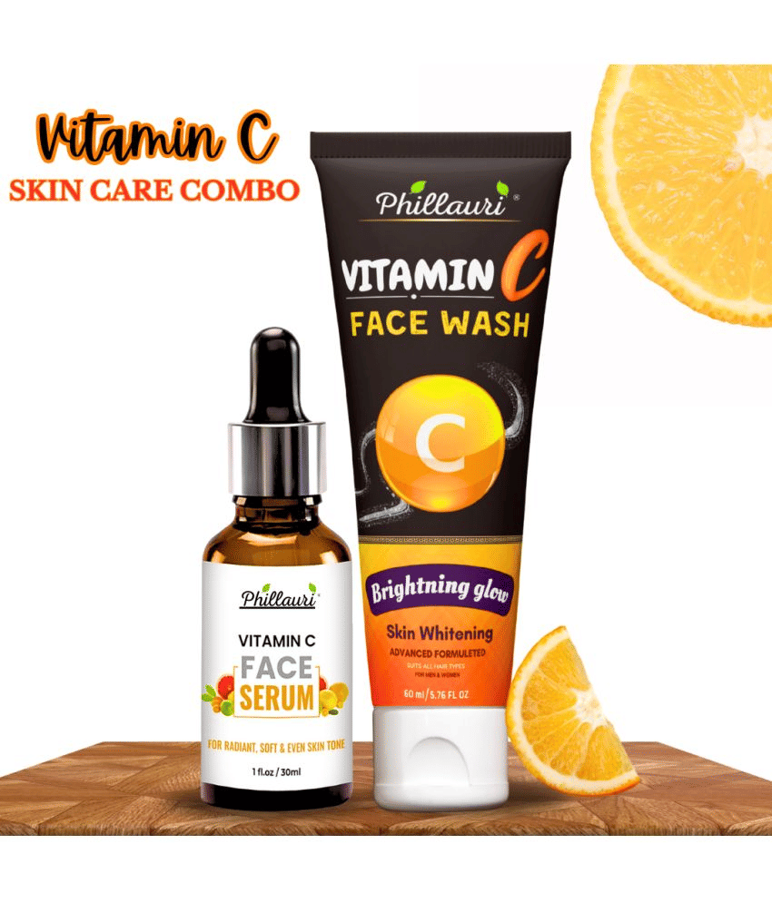 Phillauri Vitamin C Serum and Facewash for Reduce Dark Spots and Brighter Skin for All Typ of Skin Care Combo (30ml + 60ml) Phillauri Vitamin C Serum and Facewash for Reduce Dark Spots and Brighter Skin for All Typ of Skin Care Combo (30ml + 60ml)