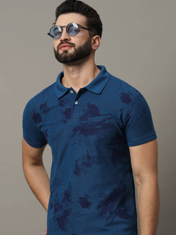R.ARHAN PREMIUM Pack of 1 Cotton Blend Regular Fit Printed Half Sleeves Men's Polo T Shirt ( Blue ) R.ARHAN PREMIUM Pack of 1 Cotton Blend Regular Fit Printed Half Sleeves Men's Polo T Shirt ( Blue )