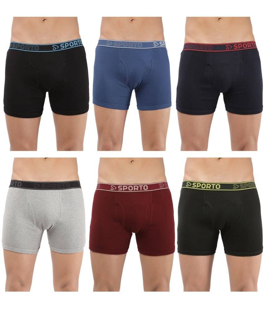     			SPORTO Multicolor Cotton Men's Trunks ( Pack of 6 )