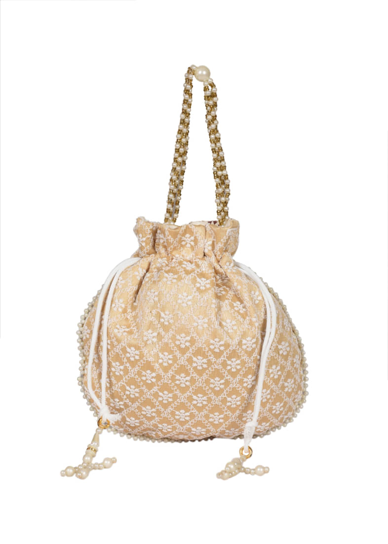     			SUNESH CREATION Gold Silk Potli